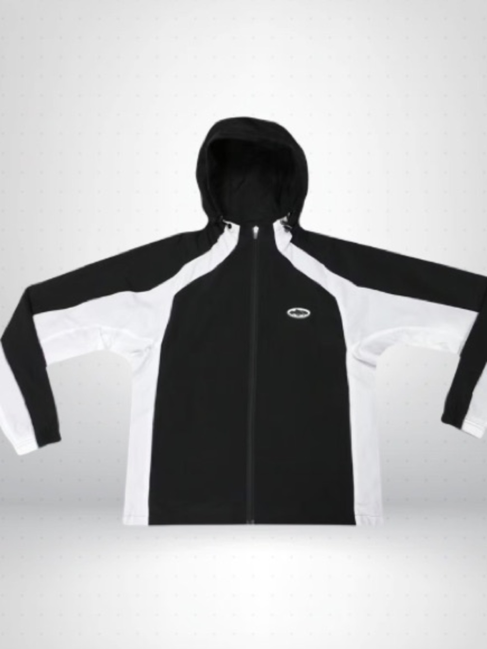 Black & White Hooded Windbreaker Jacket